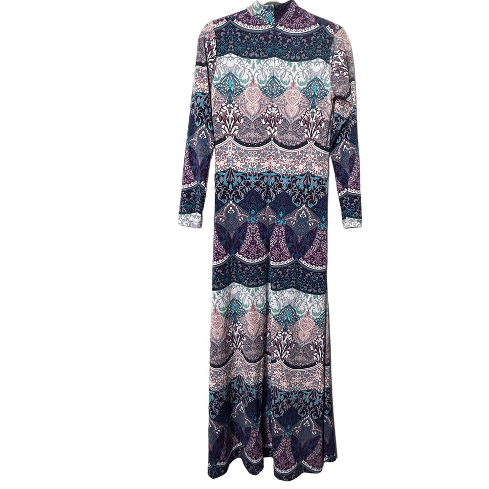 New York and Company The Bohemian Ornate Print Maxi Dress Blue Lyrics Small - Picture 14 of 16